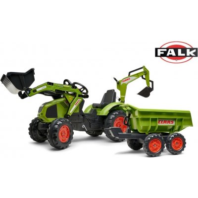 FALK Traktor Claas Axos šlapací s přední i zadní lžící valník – Zboží Dáma