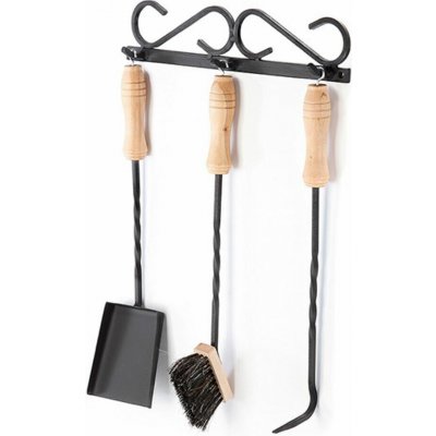 Kovo Kraus Nářadí krbové závěsné 3dílné + držák na zeď černé dřevo – Zboží Dáma