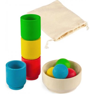 Montessori Ulanik dřevěná hračka "Balls in cups. Basic." – Zboží Mobilmania