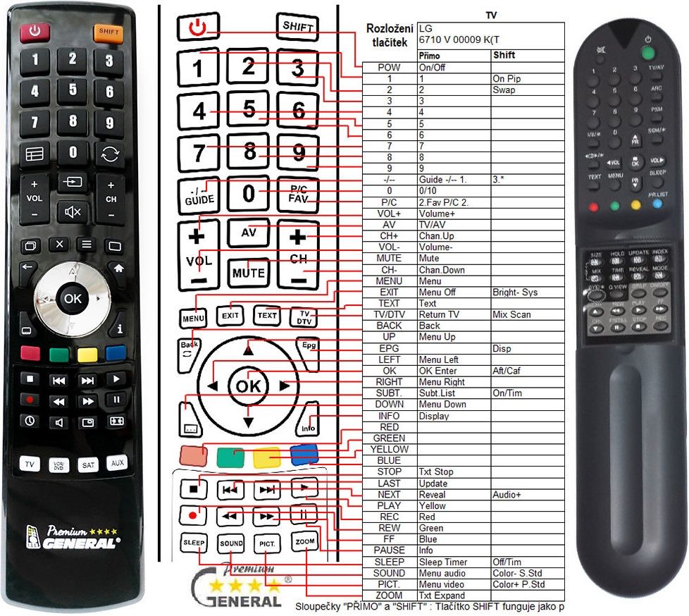 Dálkový ovladač General LG 6710V00009L