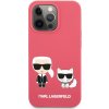 Pouzdro a kryt na mobilní telefon Apple Pouzdro KARL LAGERFELD Apple iPhone 13 Pro - silikonové - Karl a Choupette - růžové