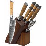 SaKuRo Olive Sada 5 kuchyňských nožů z damaškové oceli ocílkou a nůžkami – Hledejceny.cz