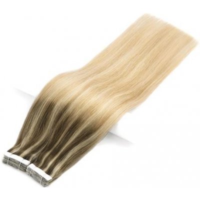 Vlasové PU pásky tape in na prodlužování vlasů 30cm ombré balayage 08/24/60 světle hnědá / platinová extra / platina – Zboží Mobilmania