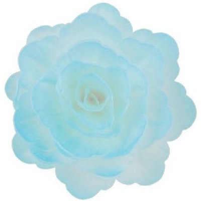 Dekorace oplatková - Růže velká 55 mm, sv. modrá, 3 ks