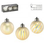 Pro-Tech shop Sada 3 skleněných vánočních koulí s LED 8cm bílá se zlatavými proužky 69680 – Hledejceny.cz