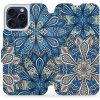 Pouzdro a kryt na mobilní telefon Apple Mobiwear flip Apple iPhone 15 Pro Max - V108P Modré mandala květy