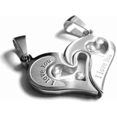 Steel Jewelry Přívěsek srdce pro dva z chirurgické oceli PR090390