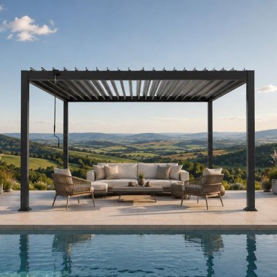 Avenberg Hliníková bioklimatická pergola s lamelami 4 x 3 m antracit ZA23191 – Sleviste.cz