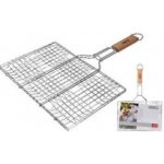 mřížka opékací hranatá 34x23cm, délka 48cm, BBQ dřev.rukojeť – Zbozi.Blesk.cz