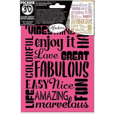 Aladine Silikonová samolepicí šablona Aladine 3D, A5 Nápisy – Zboží Dáma