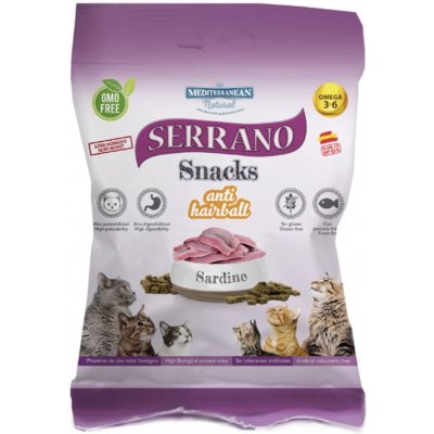 Serrano Snack for Cat Sardine AntiHairball 50 g – Zboží Mobilmania