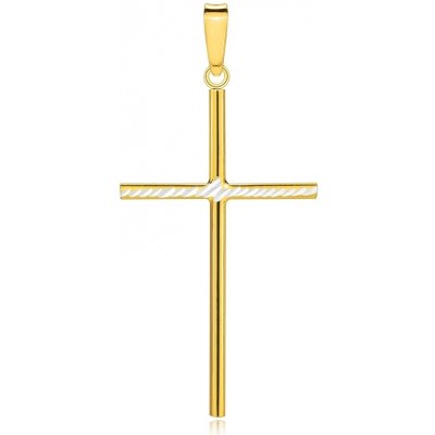 Šperky Eshop Stříbrný přívěsek zlato a stříbro latinský kříž šikmé proužky G08.23 – Zboží Mobilmania