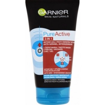 Garnier Skin Naturals Pure Active 3v1 aktivní uhlí proti černým tečkám 150 ml