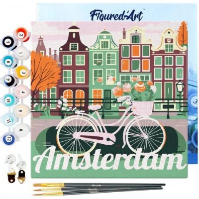 Figured ART Mini malování podle čísel Travel Poster AMSTERDAM 20 x 20 cm na rámu – Hledejceny.cz