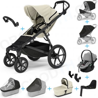 Thule Set 10v1 Urban Glide 4-wheel Soft beige 2024 + madlo + korbička Soft beige + pláštěnky a moskytiéry Thule + Autosedačka Thule Maple Light Gray s ISOFIX základnou Thule Alfi a adaptéry – Zboží Dáma
