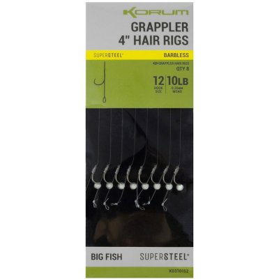Korum Hotové Návazce Grappler Hair Rigs Barbed 10 cm vel.12 0,26 mm 10 lb 8 ks – Zboží Mobilmania