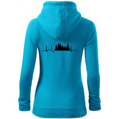 EKG les dámská mikina trendy zipper s kapucí Světlý tyrkys – Zboží Dáma