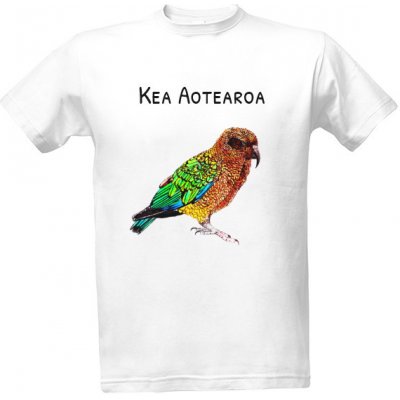 Tričko s potiskem Kea Aotearoa novozélandský Papoušek Kea tričko pánské bílé – Zboží Mobilmania
