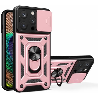 Pouzdro Hybrid Armor Camshield Silikonové s kovovým kroužkem na iPhone 15 PRO růžové