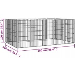 vidaXL 16panelová ohrádka pro psy černá 50 x 100 cm práškovaná ocel