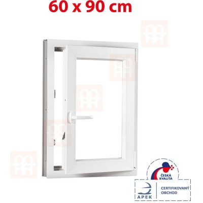 OKNA HNED Plastové okno 60 x 90 cm (600 x 900 mm) bílé otevíravé i sklopné pravé
