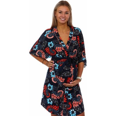 Modrý i meruňkový jemný župan do porodnice na kojení Mandaly 1D1209 modrá – Zboží Mobilmania