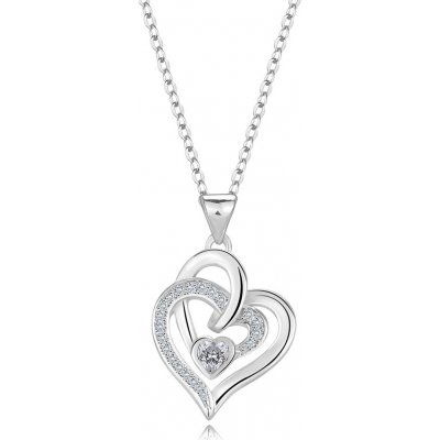 Šperky eshop Stříbrný náhrdelník tři spojená srdce, čiré zirkony V03.23 – Zboží Mobilmania