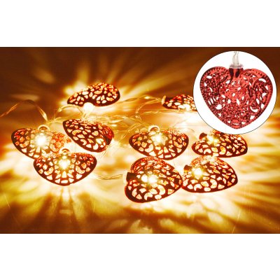 Svítící srdíčka na baterie DECORATIVE 10LED 165x5cm Červené teplá bílá – Hledejceny.cz