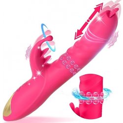 Paloqueth Thrusting G-Spot Rabbit Vibrator with Rotating Beads & Licking Tongue Pink