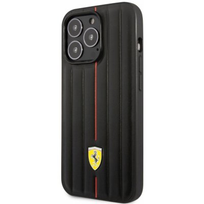 Pouzdro Ferrari Leather Embossed Stripes iPhone 14 Pro - černé