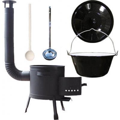 Perfect Home kotlík na guláš smalt 30 speciální žáruvzdorná kotlina Plus 600 °C 45 cm poklice smalt 50 cm naběračka 350 ml a vařečka 50 cm SUPER PARTY – Hledejceny.cz