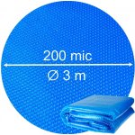 Sparkly POOL Kruhová solární plachta na bazén 200mic - 3 m, modrá průhledná – Zboží Dáma