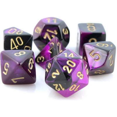 Tlama games Sada 7 dvoubarevných perleťových kostek pro RPG Barva: fialová / černá – Zboží Živě