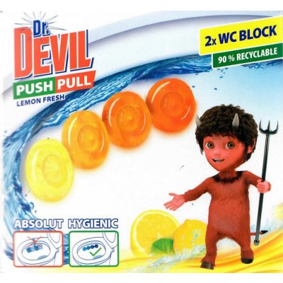 Dr. Devil Lemon Fresh Push Pull WC blok bez košíku 2 x 20 g – Sleviste.cz