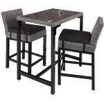 tectake 404845 ratanový barový stůl kutina se 2 židlemi latina - šedá – Sleviste.cz
