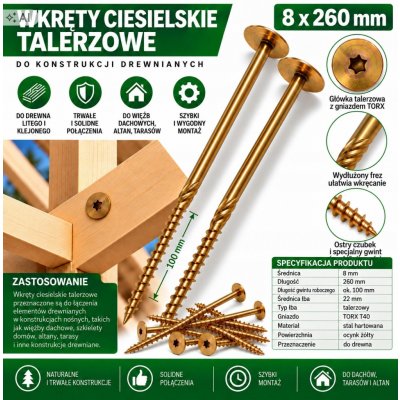 Vruty do dřeva PGB 8 x 260 mm 50 ks – Hledejceny.cz