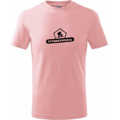 Snowboarding nápis logo Tričko dětské bavlněné Růžová – Zboží Mobilmania