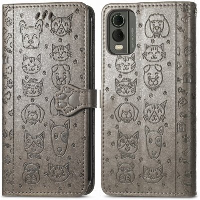 VSECHNONAMOBIL 62605 CUTE CAT Peněženkový kryt Nokia C32 šedý – Zboží Živě