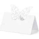 PartyDeco Jmenovka na stůl s vyřezávaným motýlkem bílá 10 ks – Zboží Dáma