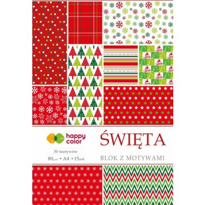Happy Color Blok se vzorovanými papíry Vánoce 80g/m2 A4 15 listů 30 vzorů HA 3808 2030 X – Zbozi.Blesk.cz