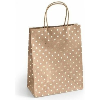 Papírová taška Kraft zlaté puntíky 25x10x20cm, 5ks – Sleviste.cz