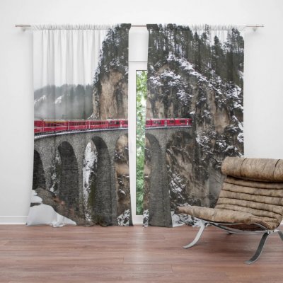 Sablio Závěs Vlak na mostě 2: 2ks 140x250cm – Hledejceny.cz