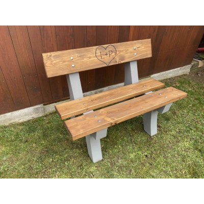 Pekárek betonová lavička Romantička Prkna bez barvy Pohledový beton 150 cm – Zbozi.Blesk.cz