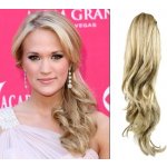 Clip in příčesek culík / cop 100% japonský kanekalon 60cm kudrnatý platina / světle hnědá – Zboží Dáma