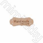 Nášivka handmade with love ozdobná koženka starorůžová – Zboží Dáma