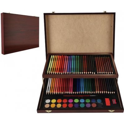 Teddies Sada na malování Art box kreativní sada 91ks v dřevěném kufříku ve fólii 38,5x29,5x5cm – Zboží Mobilmania