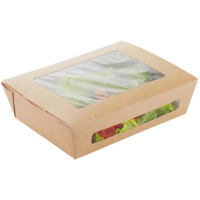 EcoPack Papírový box miska EKO na salát 150x115x50 mm hnědý s okénkem – Zboží Mobilmania