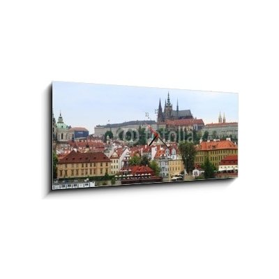 Obraz s hodinami 1D panorama - 120 x 50 cm - Die Prager Burg Pražský hrad – Zboží Mobilmania