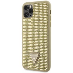 Pouzdro Guess Rhinestones Triangle Metal Logo iPhone 11 Pro Max Gold