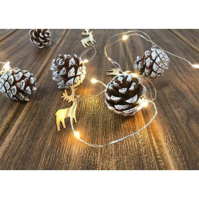 MagicHome Vianoce Řetěz MagicHome Vánoce Pine, 20x LED teplá bílá, se zasněženými šiškami, 2xAA, jednoduché svícení, osvětlení, L-1,9 m – Zboží Mobilmania